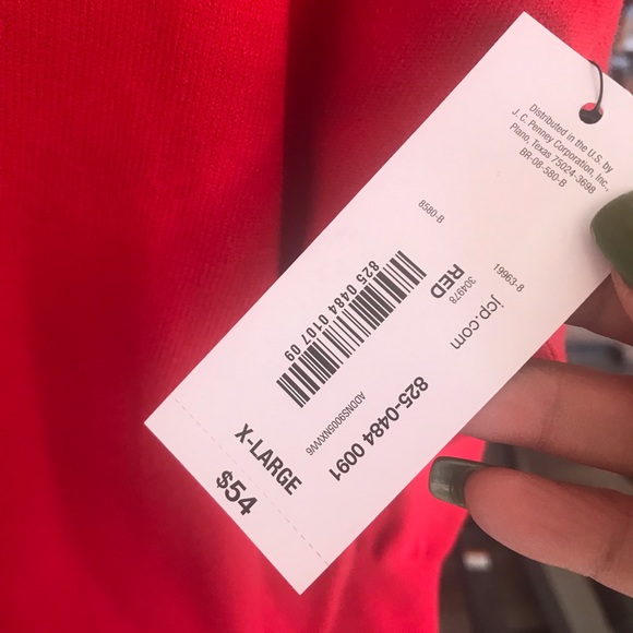 Bold Elements Boat Neckline Cut to Curve Red Sweater Shirt - Picture 6 of 8